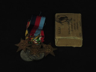 A Posthumous group of 5 medals comprising 1939-45 Star,  Africa Star, Italy Star, Defence and War medal, together with a  certificate and original presentation box