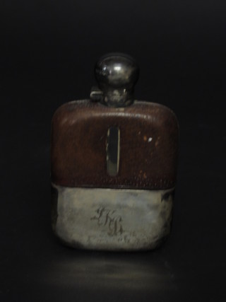 An Edwardian glass hip flask with detachable silver cup,  Sheffield 1900 by James Dixon & Sons