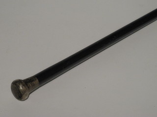 An ebony cane with silver handle