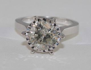 An 18ct white gold dress/engagement ring set a solitaire diamond, approx 2.11ct
