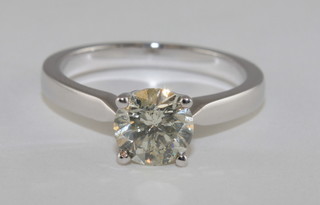 An 18ct white gold circular solitaire diamond dress/engagement ring approx 1.08ct with certificate