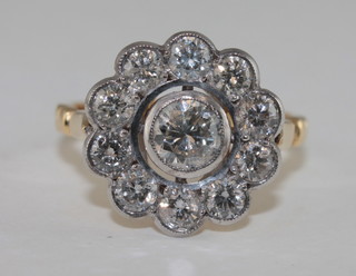 An 18ct white gold cluster dress ring set diamonds approx. 1.65ct