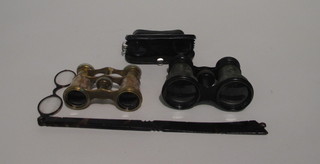 A pair of mother of pearl and gilt metal opera glasses, 2 other pairs of opera glasses and a pair of lorgnettes