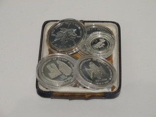 3 1993 Canadian silver 5 dollar crowns, a 1992 Solomon Islands  silver 10 dollar crown, do. Vanuatu crown and a 1993 silver  Coronation 1 penny