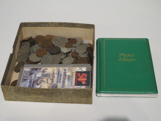 A collection of bank notes together with various coins