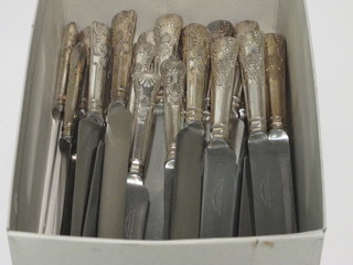A collection of Queens pattern table knives by Elkingtons