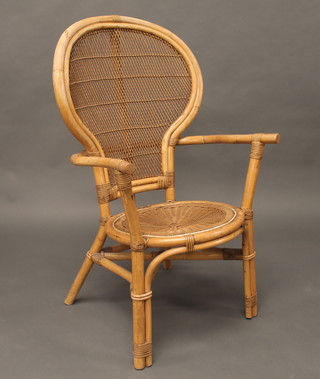 A bamboo open arm chair