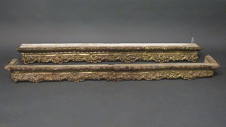A pair of embossed Regency brass pelmets, removed from a  Regency house 66"