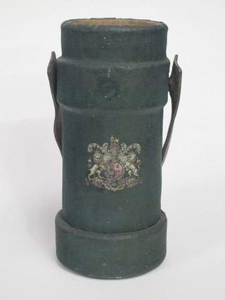 A fibre Cordite carrier decorate The Royal Arms 13"   ILLUSTRATED