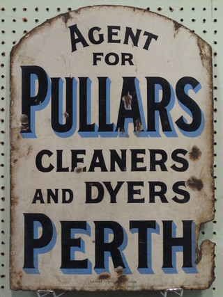 An arch shaped enamelled sign - Agents for Pullars Cleaners and Dyers Perth 19" x 13"  ILLUSTRATED