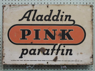 An enamelled advertising sign for Aladdin Pink Paraffin 14" x  20"