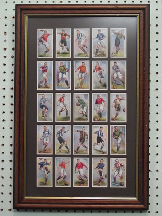 25 Player's cigarette cards - Footballers 1928-1929, framed
