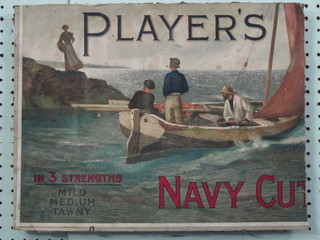 A cardboard sign for Players Navy Cut Cigarettes 30 1/2 x 17", some damage