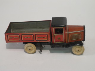 A 1930's Triang clockwork model of a road service lorry