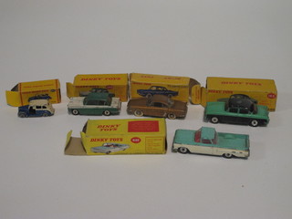A Dinky Humber Hawk, a Renault Floride, a Triumph Herald, a Chevrolet E1 Camino pick up and a Dinky Dublo Austin Taxi,  all boxed