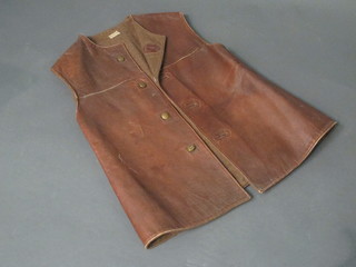 A 1930's Belgian Army leather jerkin