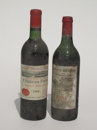 A bottle of 1966 Chateau Pavie St Emilion and a bottle of 1966  Chateau LaTour-Figeac St Emilion