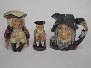 A Royal Doulton character jug - Happy John 5 1/2", 1 other Rip Van Winkle 6" and a Tony Wood character jug 7"