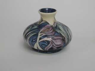 A 2003 Moorcroft limited edition squat shaped vase designed by  Emma Bossons, decorated Saffron Crocus, the base marked  123/150 E Bossons 2003 5"