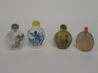 4 various Oriental snuff bottles 2"
