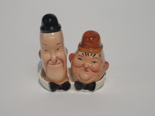 A Beswick 2 piece condiment set in the form of Laurel & Hardy, Laurel chipped,