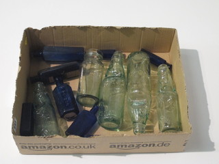 8 various blue Poison bottles, 4 Cods Patent lemonade bottles and  1 other bottle