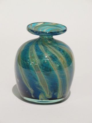 A Murano green glass vase 5"