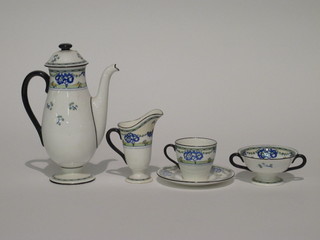 A 15 piece Royal Doulton coffee service comprising coffee pot, twin handled sugar bowl, cream jug, 6 cups and saucers