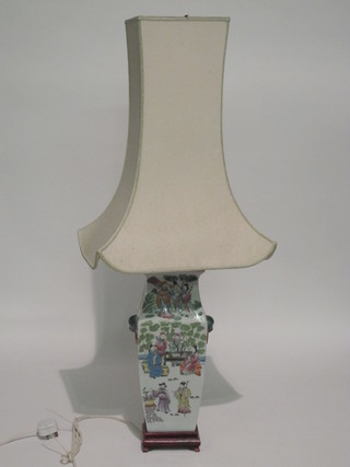 An Oriental style table lamp in the form of a Canton vase 18"