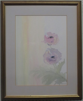 Hildegard Geiser, watercolour drawing "Flowers" 15" x 11"
