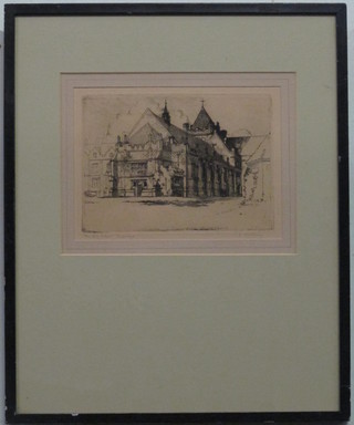 G E Thackley, an etching "The Big School Tonbridge" 5" x 7"