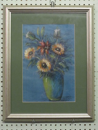 Nancy Kominsky, a still life drawing "Vase of Sun Flowers" 12"  x 8"