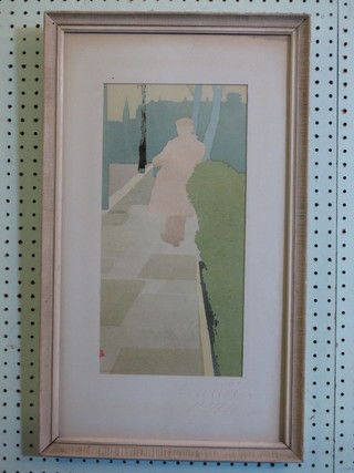 Samual Fenton, watercolour "Idling" the reverse with Royal Institute of Painters in Watercolour label, 16" x 8"