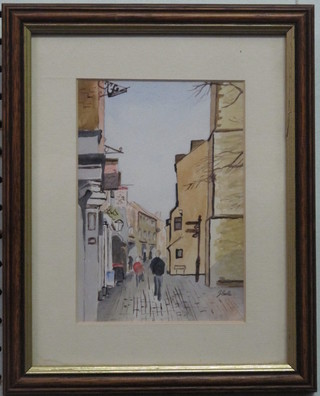 Janice Cole, watercolour drawing "French Row, St Albans" 6" x  4 1/2"