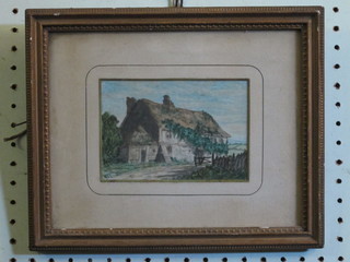 An 18th/19th Century watercolour drawing "Thatched Country Cottage" monogrammed WIL 4" x 5 1/2"