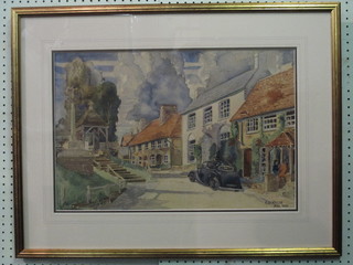 C D Wylde, watercolour drawing "St Mary's Church,  Pulborough" 14" x 22", signed and dated August 1946