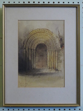 WOH?, watercolour drawing "Norman Arch Door" 9 1/2" x 7"  dated 1848