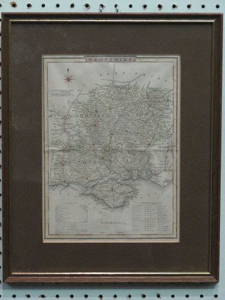 A 19th Century coloured map "Hampshire and The Isle of  Wight" 9 1/2" x 7"
