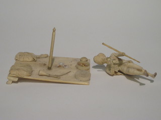 A carved ivory figure group of a snake charmer 6" ,f,