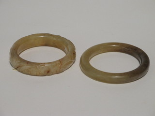 2 carved hardstone bangles
