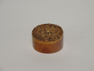 A carved ivory jar and cover the lid decorated dragons 1 1/2"