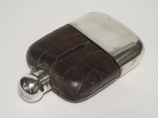 A Victorian glass and silver mounted hip flask, Sheffield 1897