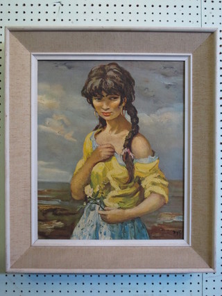 An enhanced print "Standing Peasant Girl" 17" x 14"