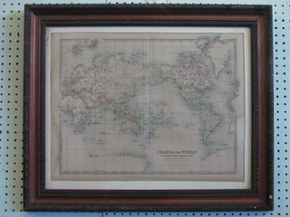 A coloured map Chart of The World on Mercator's Projection,  published by W & AK Johnston 13" x 18"