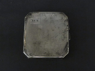 A silver cigarette case with engine turned decoration,  Birmingham 1925 2 ozs