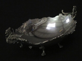 A boat shaped Continental white metal twin handled dish marked 925