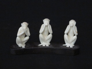 3 carved ivory figures of the wise monkeys