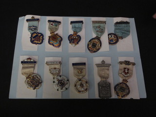 10 silver gilt and enamel Masonic charity jewels