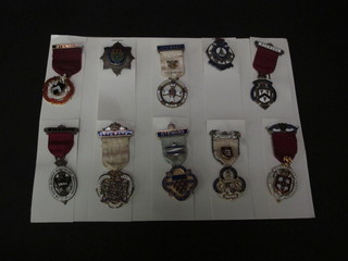 10 silver gilt and enamel Masonic charity jewels