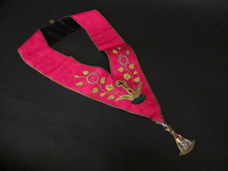 A Rose Croix 18th Degree collar complete with gilt metal and enamelled jewel